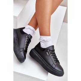 Zapatillas de deporte para mujeres en la plataforma Eco Leather Black negro 8