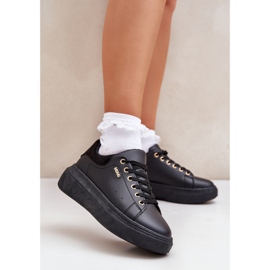 Zapatillas de deporte para mujeres en la plataforma Eco Leather Black negro 4