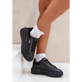 Zapatillas de deporte para mujeres en la plataforma Eco Leather Black negro 5