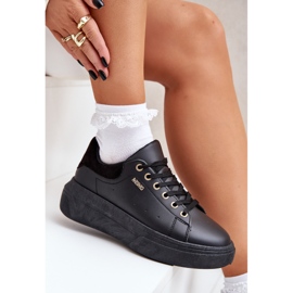 Zapatillas de deporte para mujeres en la plataforma Eco Leather Black negro 7