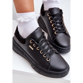 Zapatillas de deporte para mujeres en la plataforma Eco Leather Black negro 9