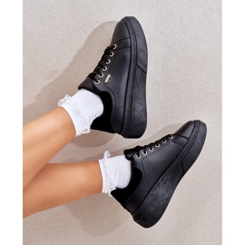 Zapatillas de deporte para mujeres en la plataforma Eco Leather Black negro 10