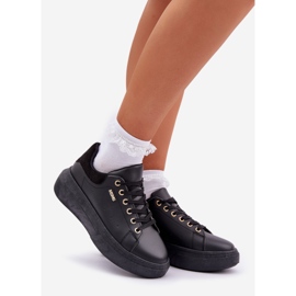 Zapatillas de deporte para mujeres en la plataforma Eco Leather Black negro 1