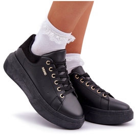 Zapatillas de deporte para mujeres en la plataforma Eco Leather Black negro 12