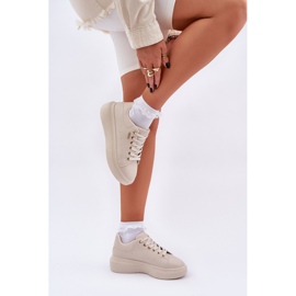 Zapatillas de deporte para mujeres en la plataforma Eco Light Basic Leather beige 3