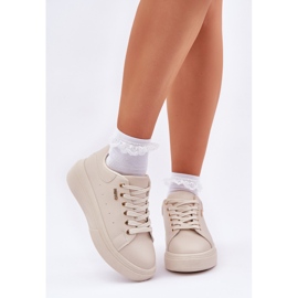 Zapatillas de deporte para mujeres en la plataforma Eco Light Basic Leather beige 2