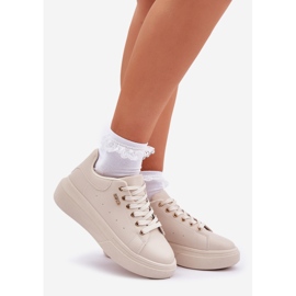 Zapatillas de deporte para mujeres en la plataforma Eco Light Basic Leather beige 1