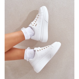 Zapatillas para mujeres en la plataforma Eco Leather White blanco 10