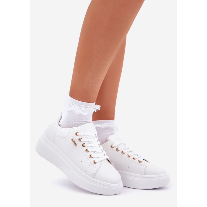 Zapatillas para mujeres en la plataforma Eco Leather White blanco 1