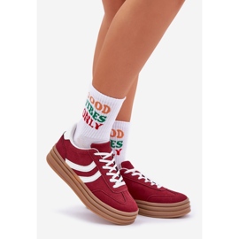 Zapatillas elegantes en la plataforma Borgoña rojo 1