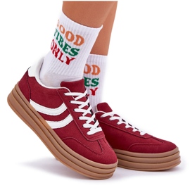 Zapatillas elegantes en la plataforma Borgoña rojo 9