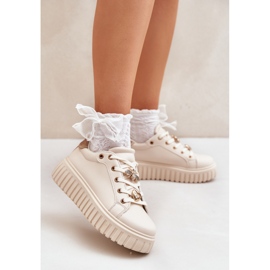 Zapatillas de deporte femeninas con alfileres beige 3