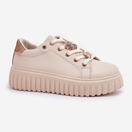 Zapatillas de deporte femeninas con alfileres beige 4