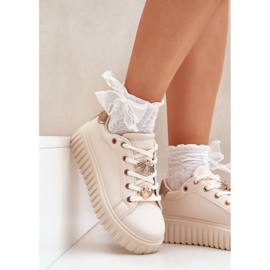 Zapatillas de deporte femeninas con alfileres beige 5