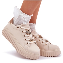Zapatillas de deporte femeninas con alfileres beige 9