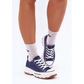 News Zapatillas de deporte para mujeres bajas en la plataforma azul marino 4