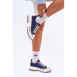 News Zapatillas de deporte para mujeres bajas en la plataforma azul marino 3