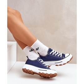 News Zapatillas de deporte para mujeres bajas en la plataforma azul marino 9