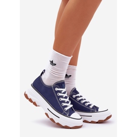 News Zapatillas de deporte para mujeres bajas en la plataforma azul marino 1