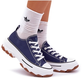 News Zapatillas de deporte para mujeres bajas en la plataforma azul marino 11