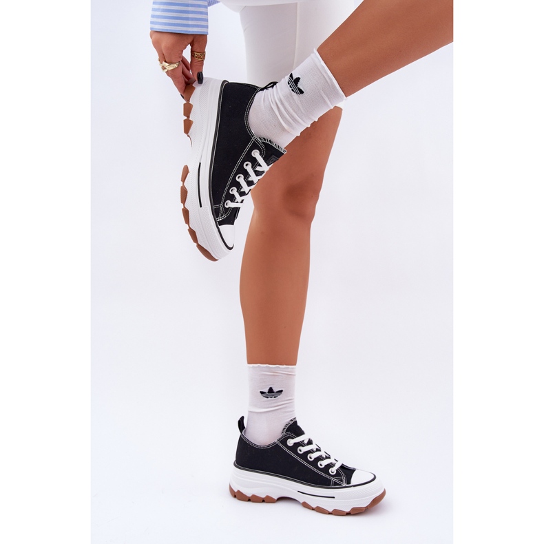 News Zapatillas de deporte de mujeres bajas en la plataforma negra negro 2