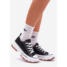 News Zapatillas de deporte de mujeres bajas en la plataforma negra negro 1