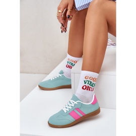 Zapatillas de deporte para mujeres bajas con menta de cuero ecológico verde 9