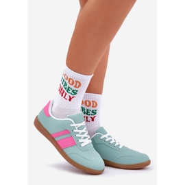 Zapatillas de deporte para mujeres bajas con menta de cuero ecológico verde 1