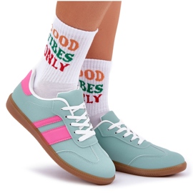 Zapatillas de deporte para mujeres bajas con menta de cuero ecológico verde 10