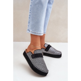 Chanclas para mujeres decoradas con circones en la plataforma negra negro 5