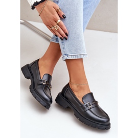 Mocasines de mujer clásicos con cuero ecológico negro 5