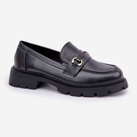 Mocasines de mujer clásicos con cuero ecológico negro 4