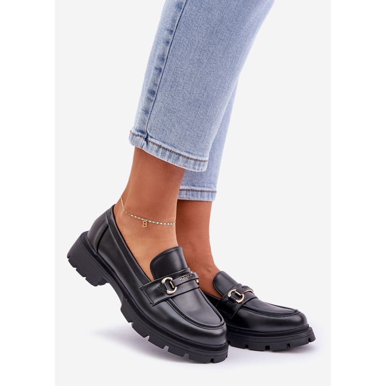 Mocasines de mujer clásicos con cuero ecológico negro 1 Mocasines de mujer clásicos con cuero ecológico negro 1
