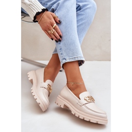 Mocasines de mujer con detalle dorado beige 6