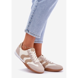 Zapatillas clásicas para mujeres con beige de cuero ecológico 1
