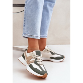 Zapatillas deportivas beige-verde para mujeres 2