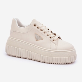 Zapatillas elegantes en una plataforma beige ligera masiva 4