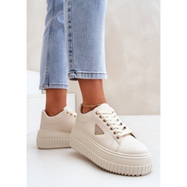 Zapatillas elegantes en una plataforma beige ligera masiva 5