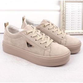 Zapatos de ante de piel con plataforma Filippo W PAW315C, beige 5