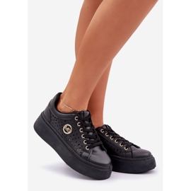 Zapatillas de zapatillas con detalles dorados negros 1
