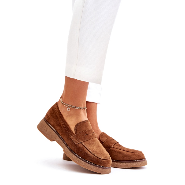 Bellucci Mocasines de mujer clásicos con Eco Suede Brown marrón 1