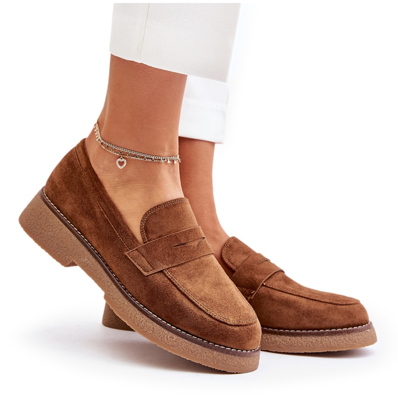 Bellucci Mocasines de mujer clásicos con Eco Suede Brown marrón 5