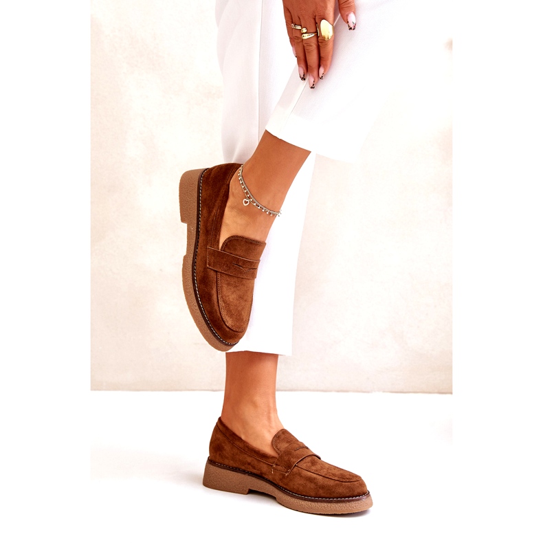 Bellucci Mocasines de mujer clásicos con Eco Suede Brown marrón 3