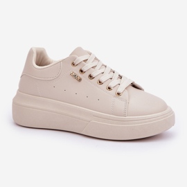 Zapatillas de deporte para mujeres en la plataforma Eco Light Basic Leather beige 4