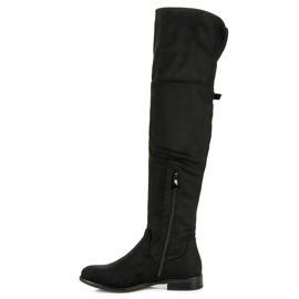 Super Me Botas mosqueteras con tacón plano negro 1