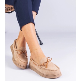 Mocasines de mujer beige de Ekozamsz con un arco 2