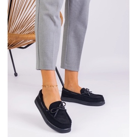 Mocasines de mujeres negras de Ekozamsz con un arco negro 3
