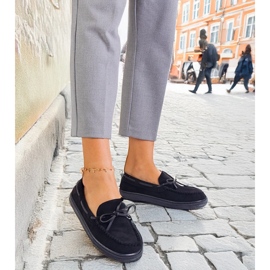 Mocasines de mujeres negras de Ekozamsz con un arco negro 4