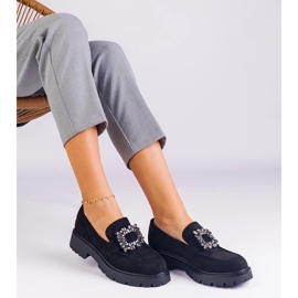 Mocasines de mujeres negras de Ekozamsz con una elegante decoración negro 2
