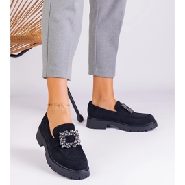 Mocasines de mujeres negras de Ekozamsz con una elegante decoración negro 3